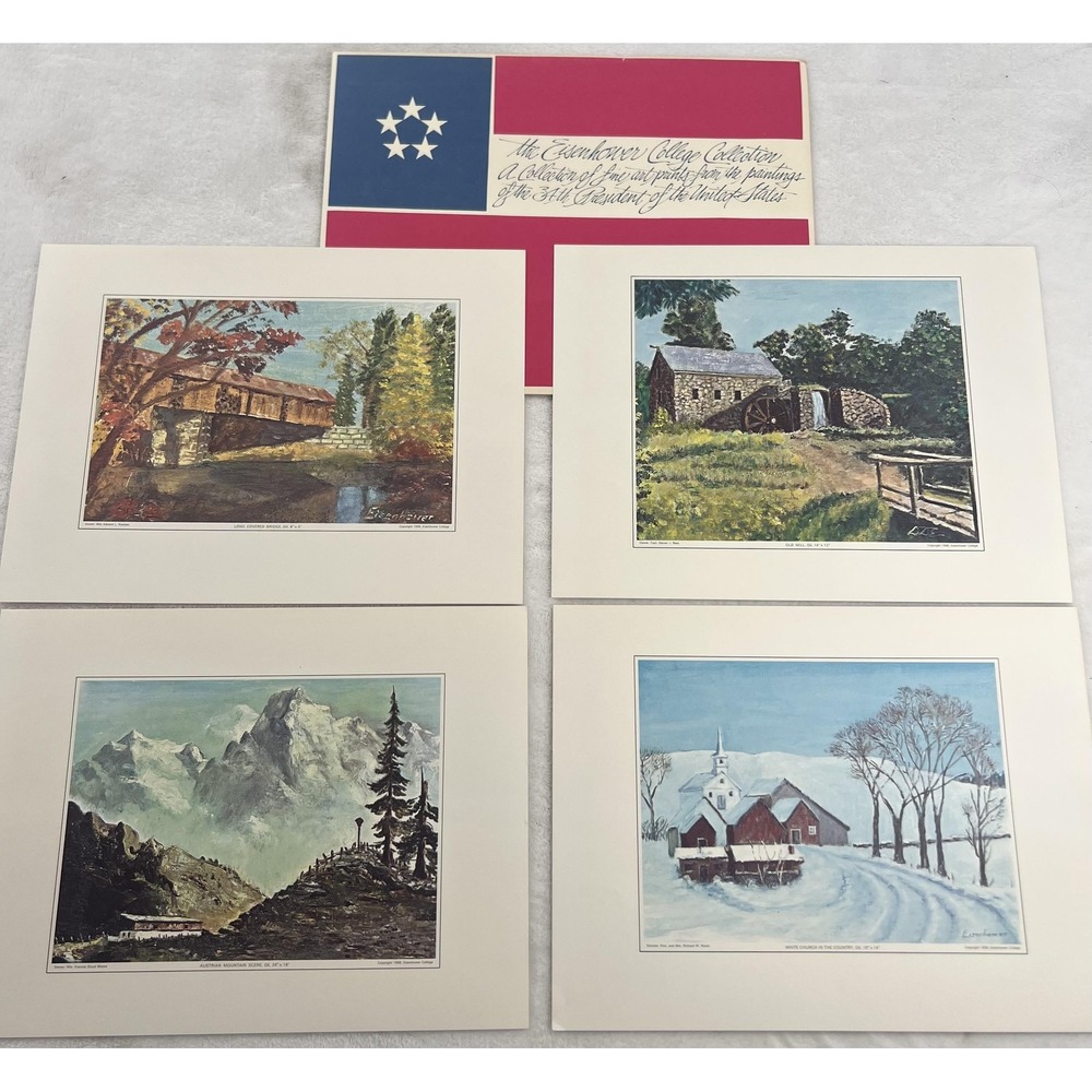 Vintage‎ 1968 Eisenhower College Fine Art Prints Portfolio Set of 4 Landscapes